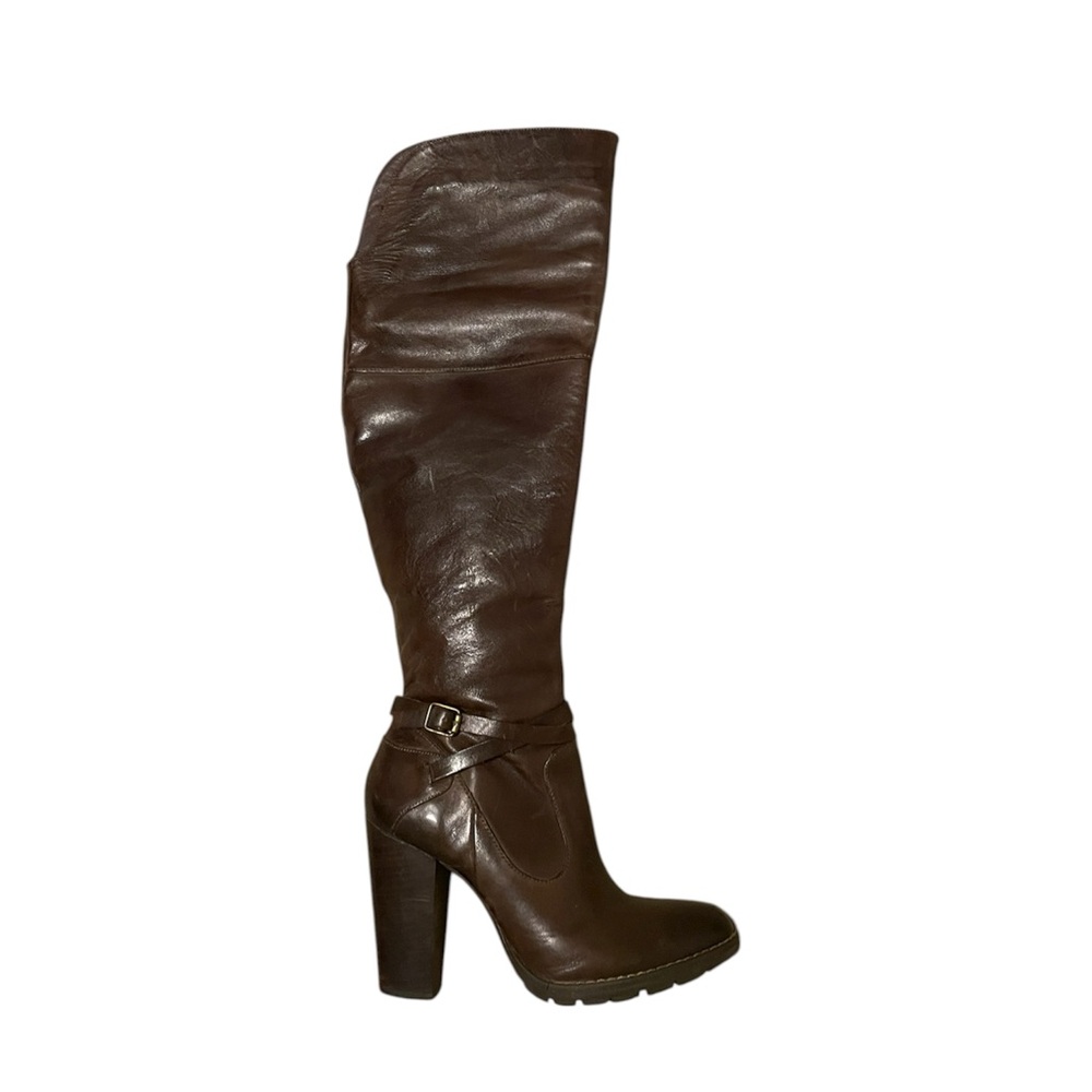 MARQUIS Burgundy Brown Over the Knee Leather Boots. Size 36 (6)